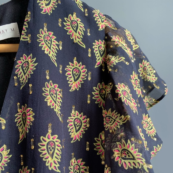 Boho Wrap Dress Ruffle Gold Black S / US 4 - Picture 12 of 12